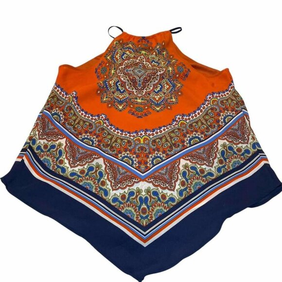 BCX Orange and Blue Patterned Tank Top - Picture 2 of 3